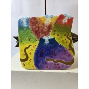 Fat Cats Wall Art Abstract STUDIO DESIGNWORK HandPainted Colorful #WS-2